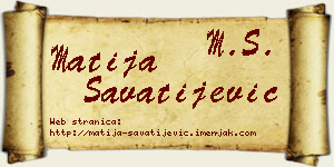 Matija Savatijević vizit kartica